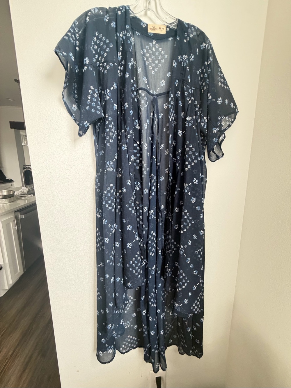 vintage Y2K Hollister navy blue floral sheer duster swim cover-up